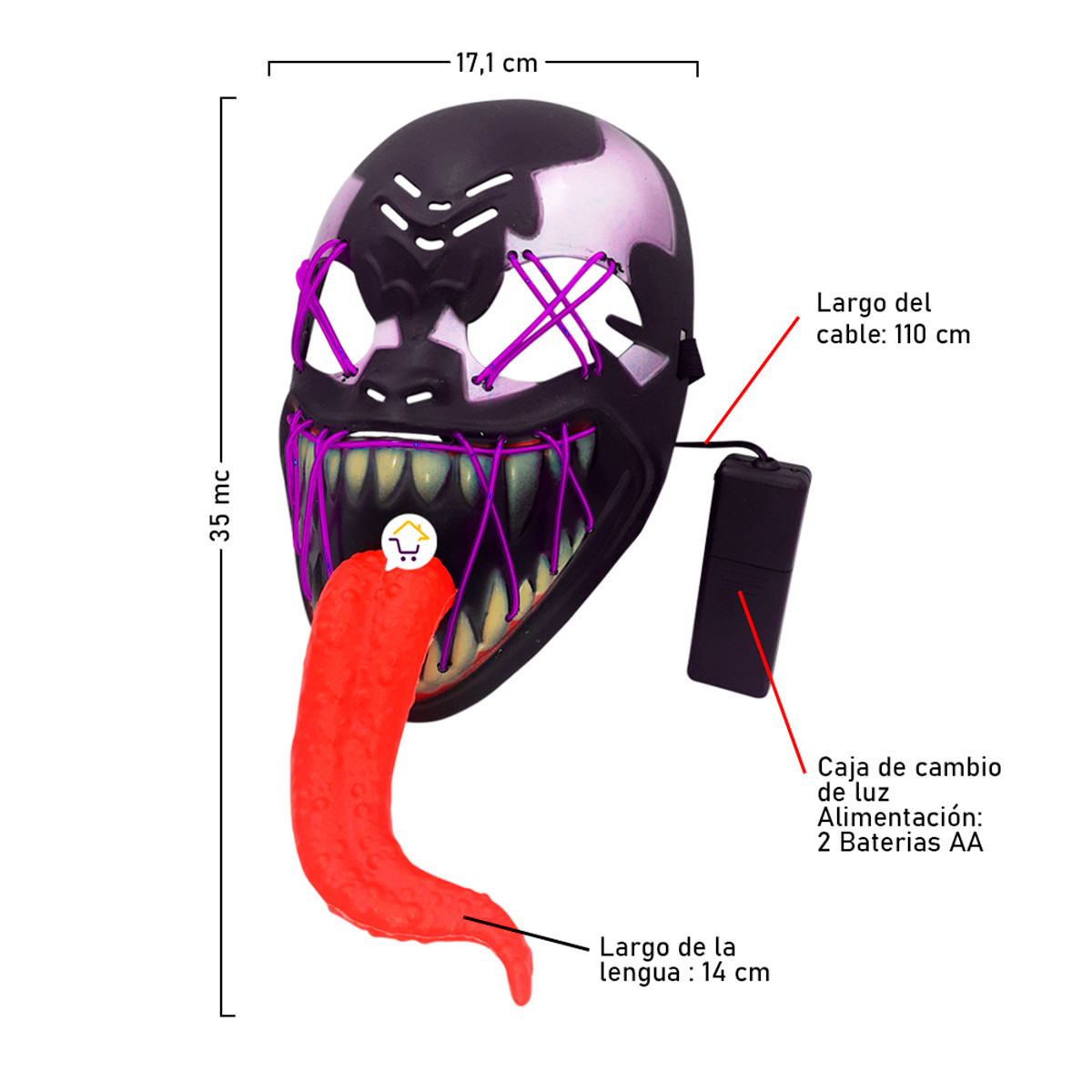 Máscara Neón Venom con Luz LED 👻